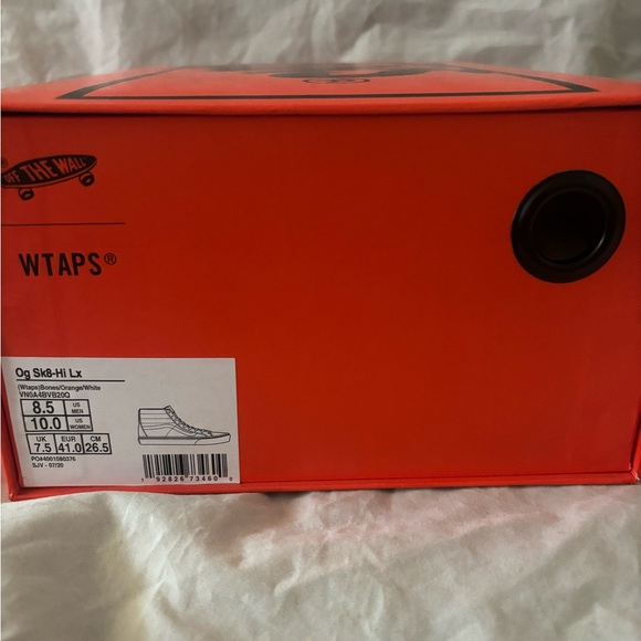 NWOT Wtaps x Vans OG Sk8 Hi LX Bones Orange Size 8.5 VN0A4BVB20Q - Picture 7 of 7